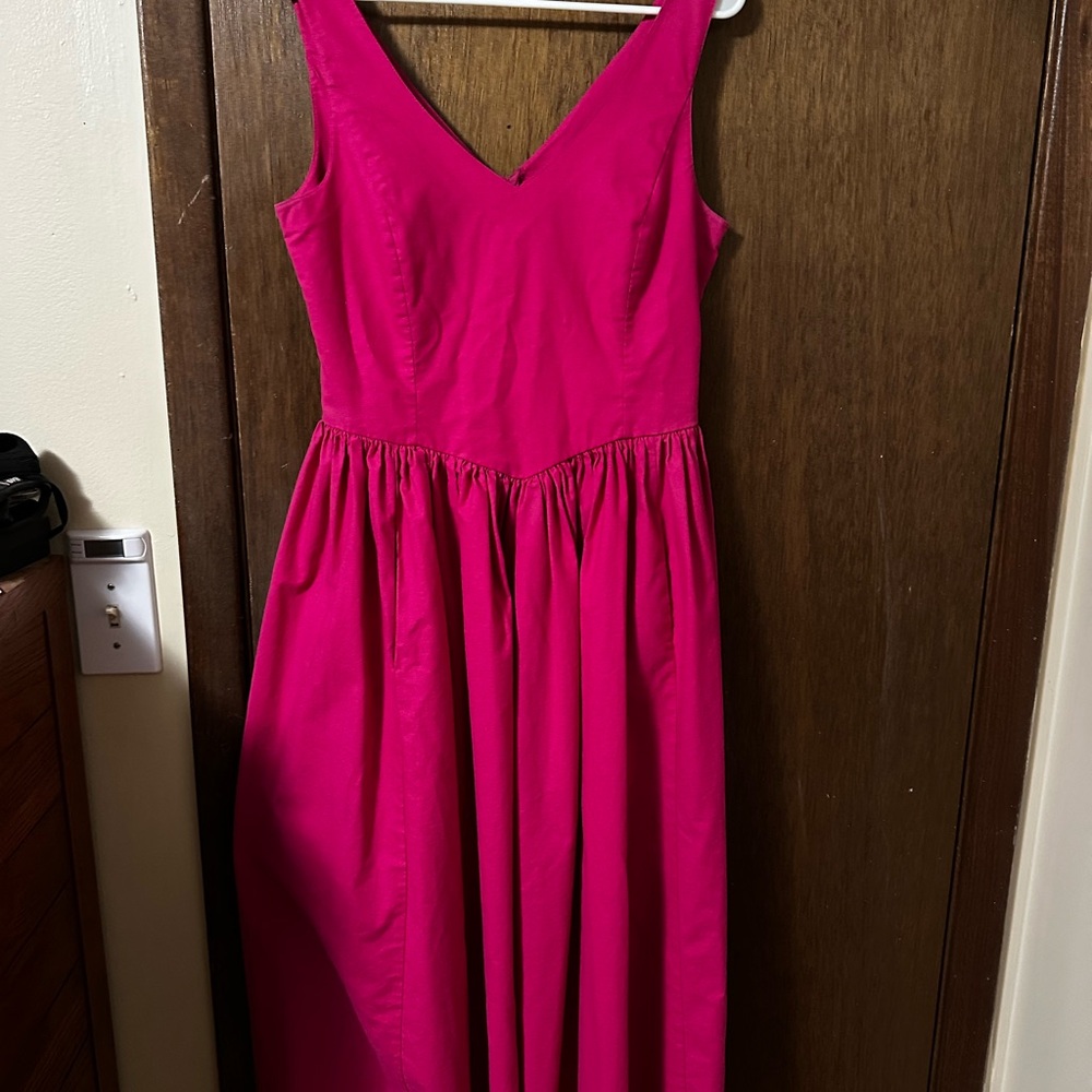 Vintage Laura Ashley Pink Sleeveless V-Neck Maxi Dress